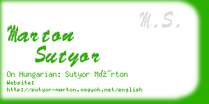 marton sutyor business card